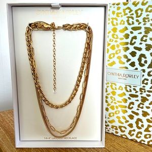 Cynthia Rowley layered gold necklace. NEW in box.